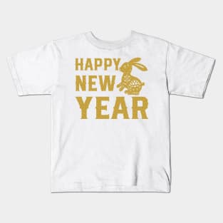 Golden Rabbit Happy New Year Kids T-Shirt